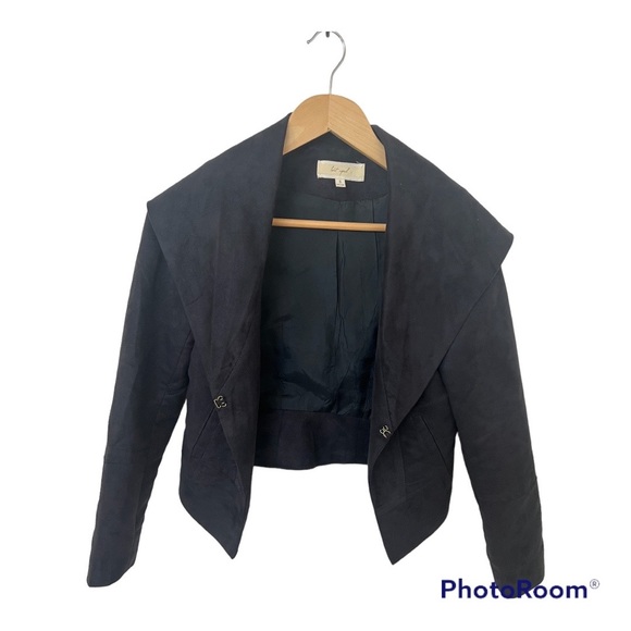 LOST APRIL navy blue suede jacket (small) - Picture 3 of 5